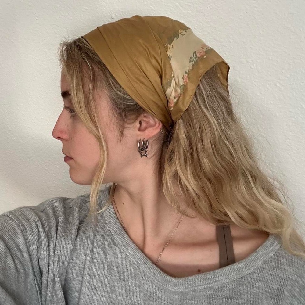 gold bandana hair scarf wrap top